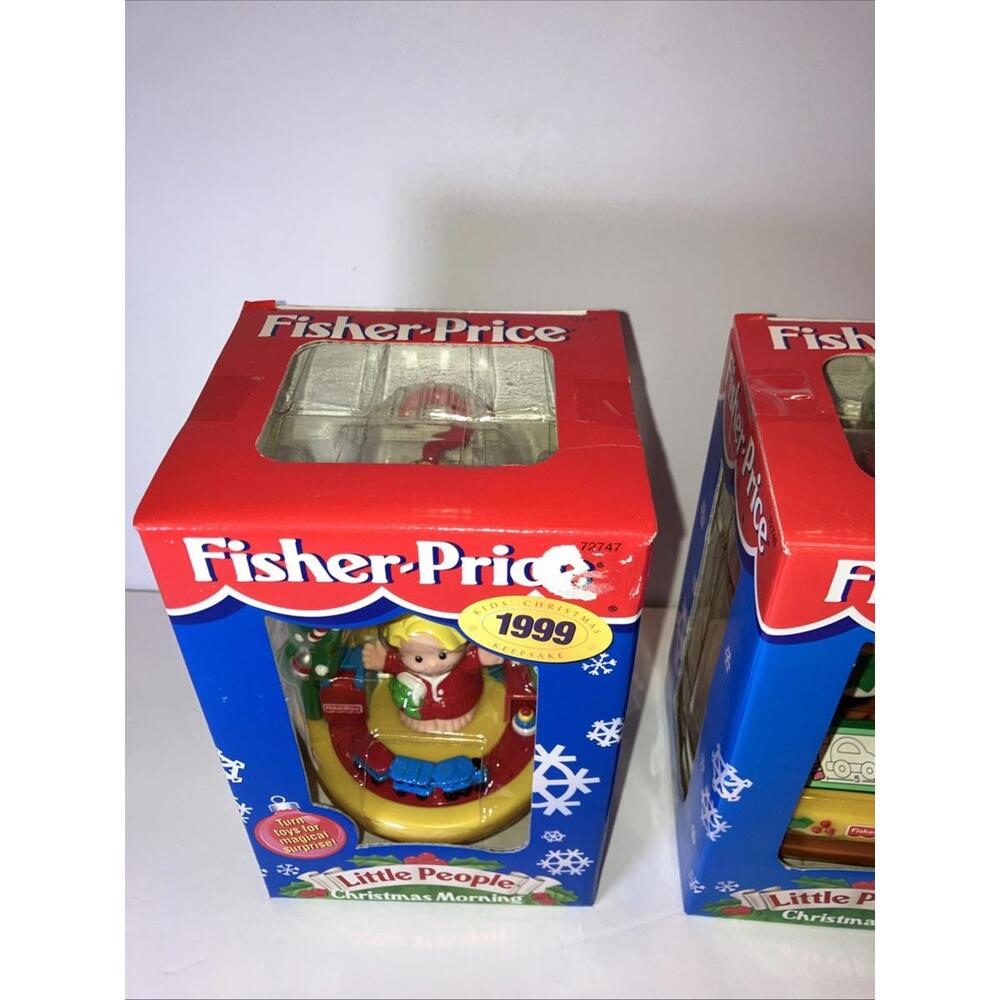 (2) VINTAGE 99’ Fisher Price Little People Ornaments Christmas Eve & Morning NEW - Picture 6 of 8